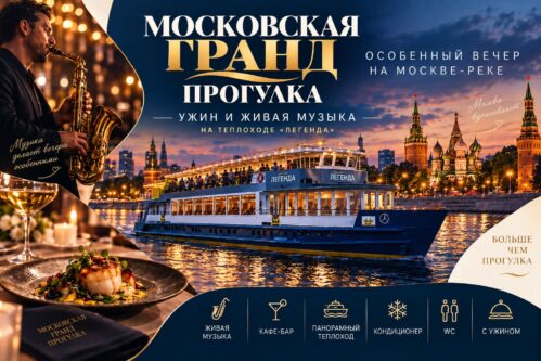 Речная прогулка «Московская Гранд прогулка» с музыкальной программой и ужином