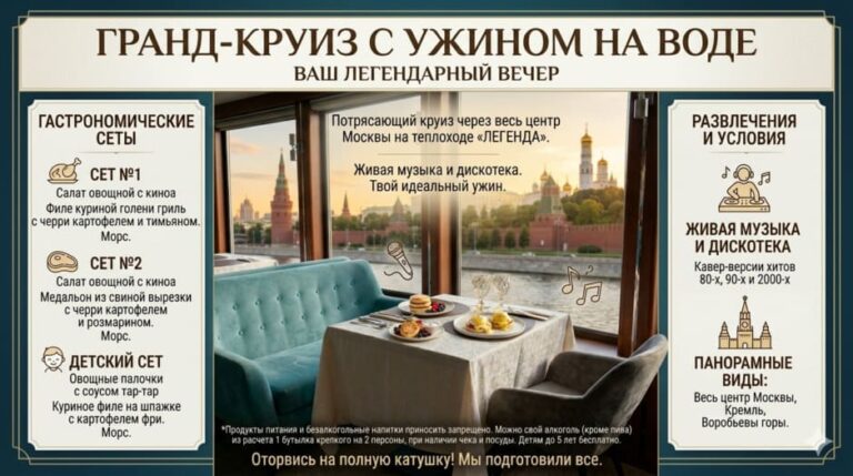 Речная прогулка «Московская Гранд прогулка» с музыкальной программой и ужином