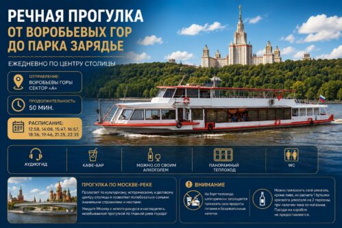 Речная прогулка от причала Воробьевы горы до парка Зарядье