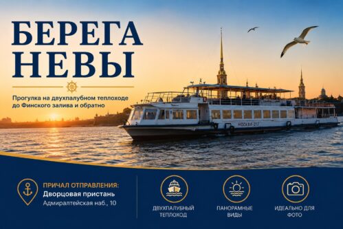 Круиз «Берега Невы» — прогулка на теплоходе до Финского залива в Санкт-Петербурге