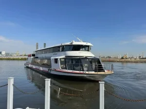 Электросудно «Орешек» у причала в Москве